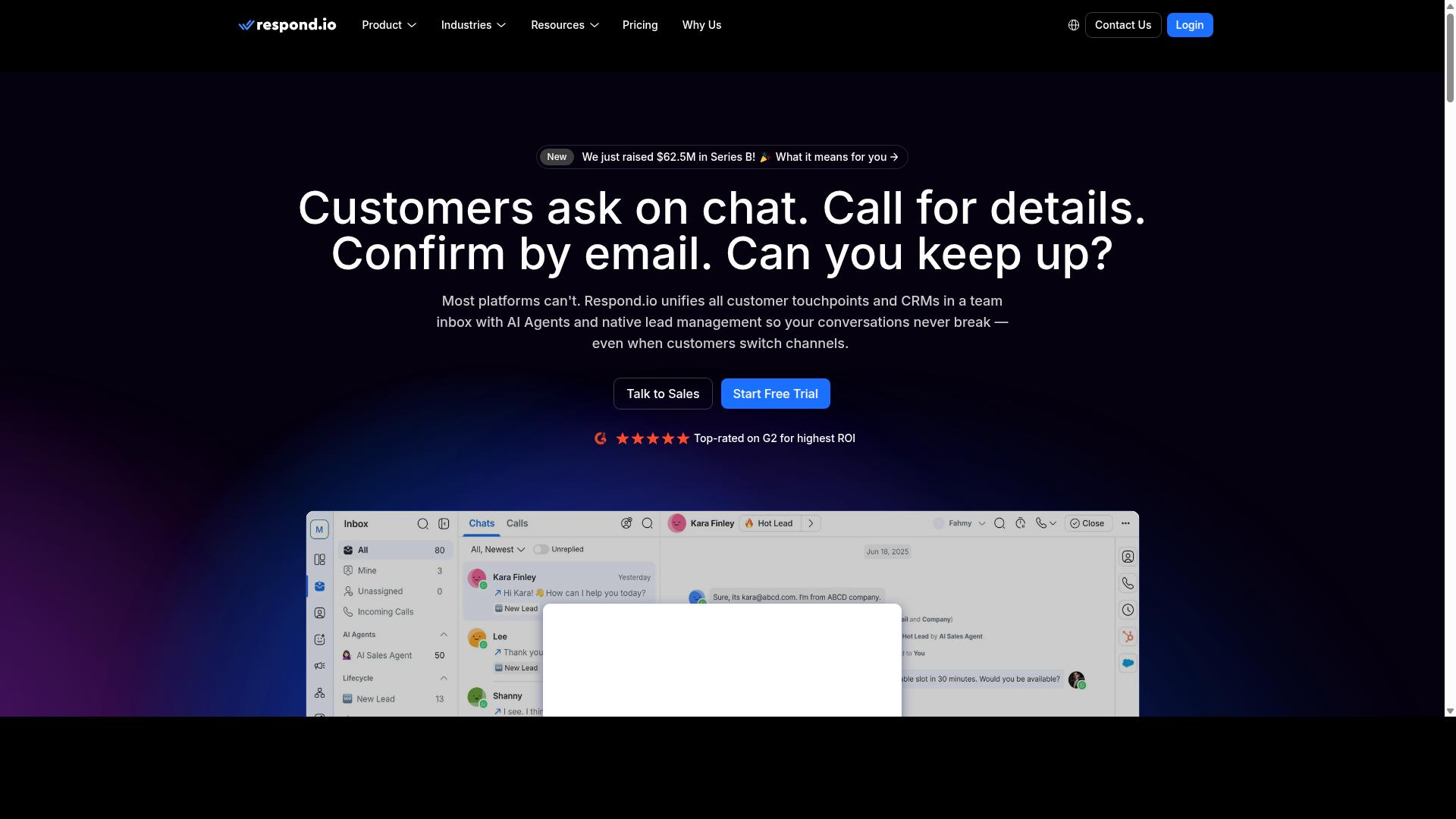 respond.io website